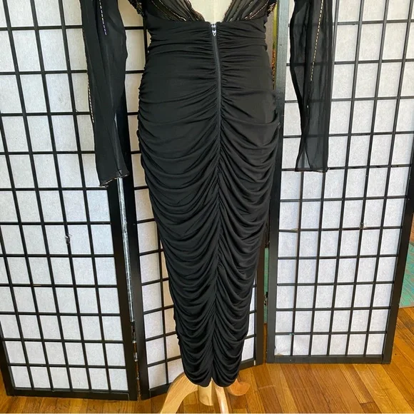 80'S CASADEI Ruched Beaded & Sequined Party Dress Size 4 - Picture 8 of 15